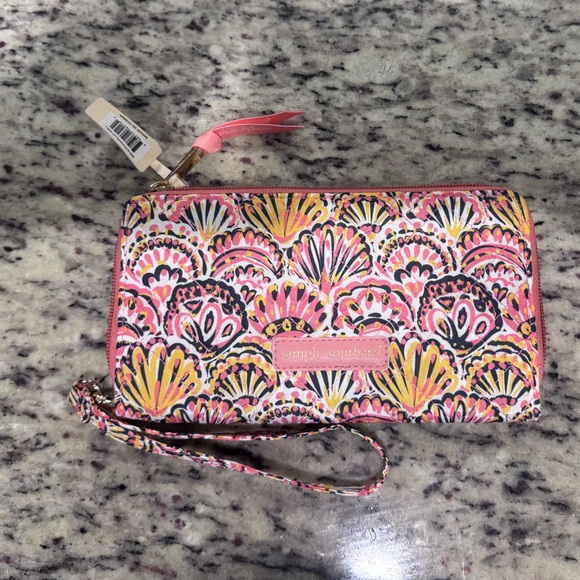 Simply Southern Quilted Shell Phone Wallet - Pink and Yellow, carrying strap, - Picture 3 of 6